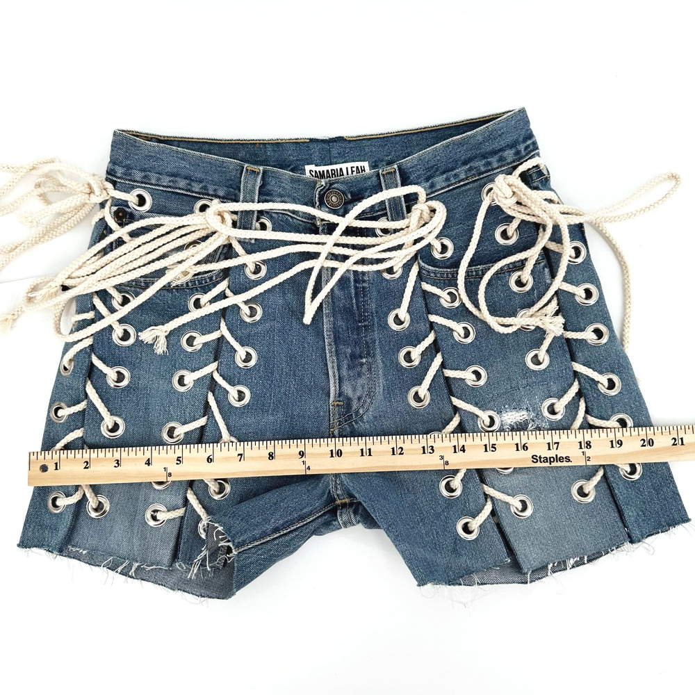 Samaria Leah X Vintage Levi's Reworked Jeans Denim Shorts 26X4 Upcycled Grunge - Picture 8 of 9